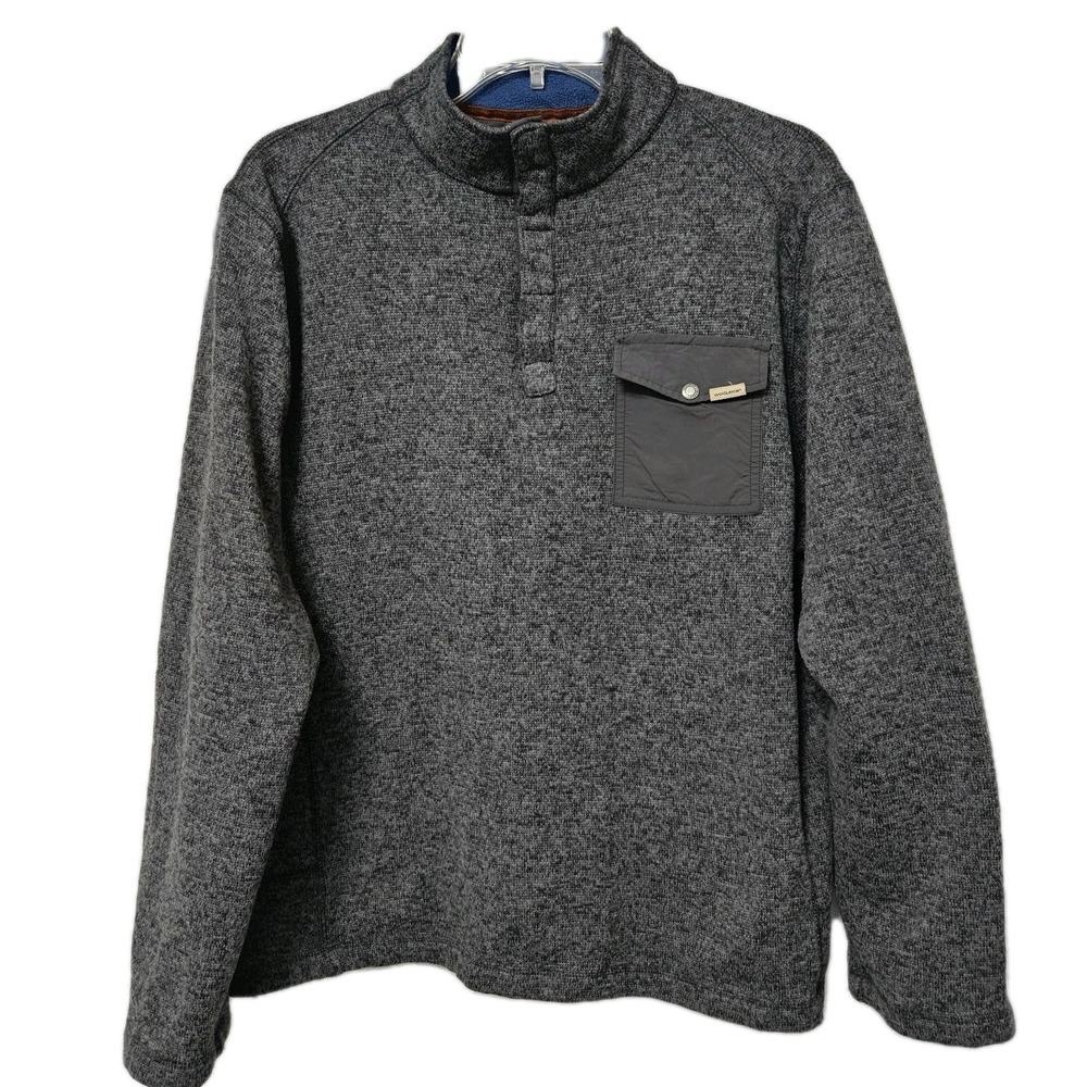 Vintage Woolrich Sweatshirt Men's Lg Gray 1/4‎ Snap Long Sleeve Mock Neck VGUC *